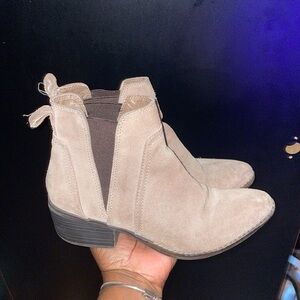 White Mountain Taupe Suede Chelsea Ankle Boots